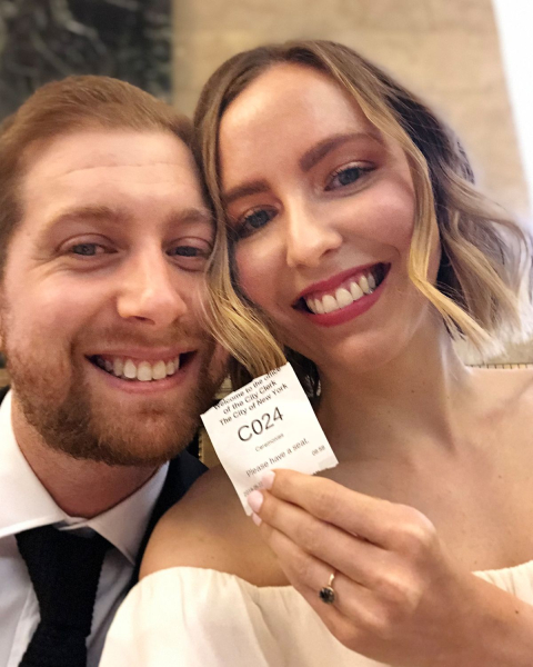 allure associate beauty director sarah kinonen with husband  wedding hair and makeup ideas